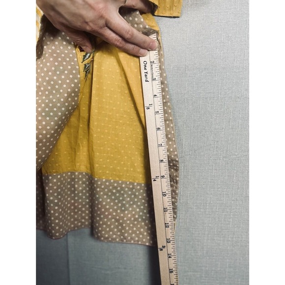 RITU KUMAR Mini Dress Medium Shift Embroidered Floral Gold Yellow Side Slits NEW - Picture 8 of 11